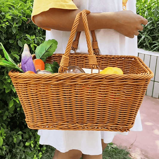 Multi - Purpose Rattan Wicker Basket – Brown (40×30×18cm) | - Elegant Households KE