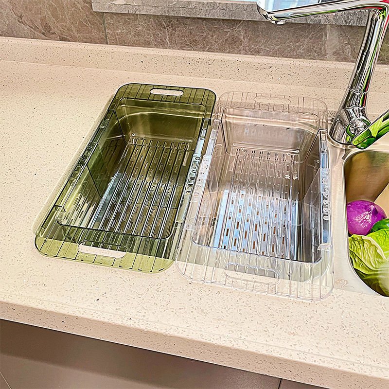Multifunctional acrylic over the sink colander/drain basket | - Elegant Households KE