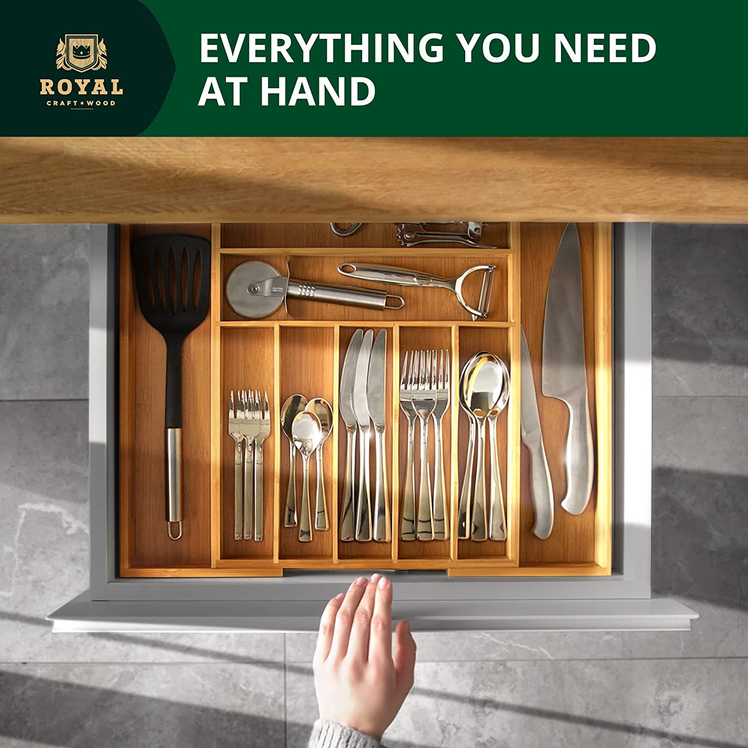 Multifunctional Bamboo drawer organizer | - Elegant Households KE
