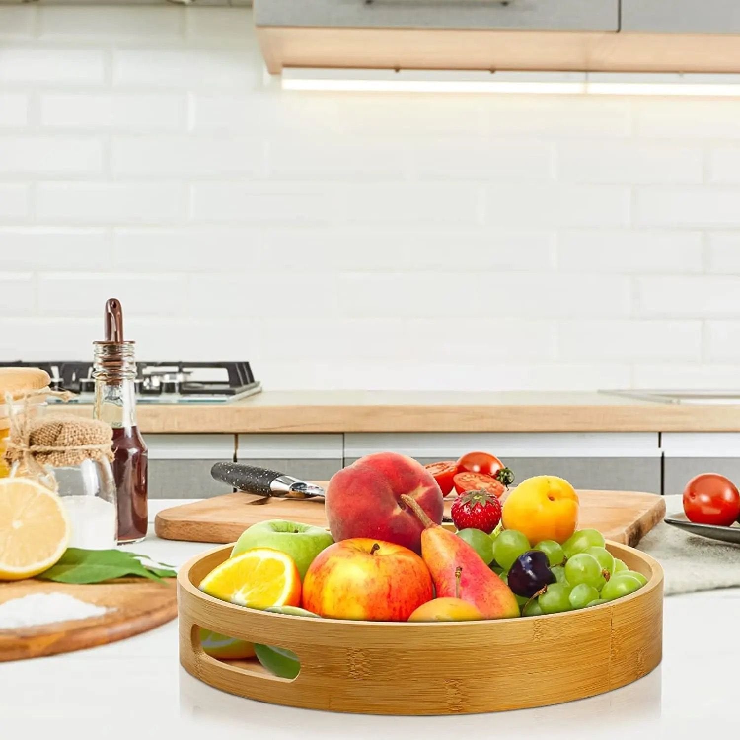 Multifunctional Big Sized 4 - in - 1 Bamboo Trays | - Elegant Households KE