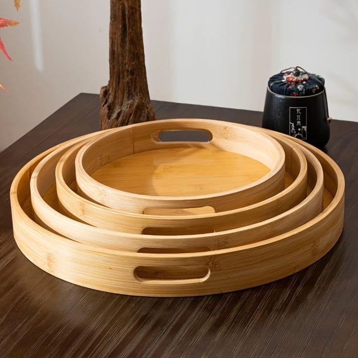 Multifunctional Big Sized 4 - in - 1 Bamboo Trays | - Elegant Households KE