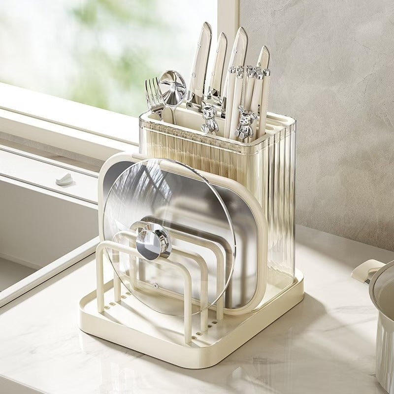 Multifunctional cutlery organizer with chopping board holder and knife organizer | - Elegant Households KE