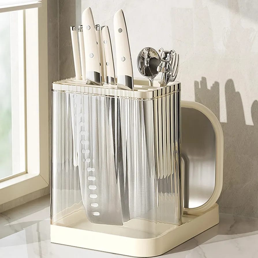 Multifunctional cutlery organizer with chopping board holder and knife organizer | - Elegant Households KE
