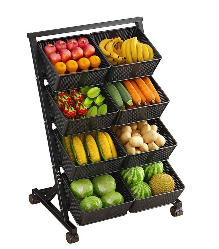Multifunctional Metallic Vegetable/Fruits Cart Storage Rack | - Elegant Households KE