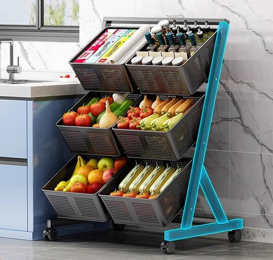 Multifunctional Metallic Vegetable/Fruits Cart Storage Rack | - Elegant Households KE