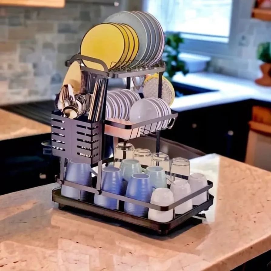 New Advanced 3 - Layer Dish Rack | - Elegant Households KE