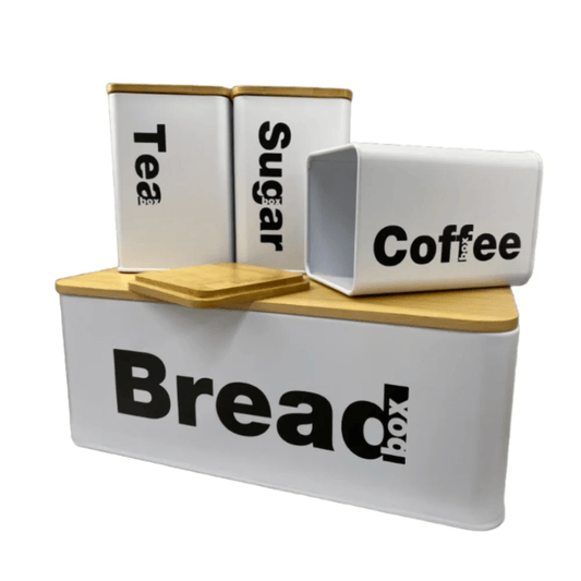 New Design Bread Bin with Three Canister Set | - Elegant Households KE