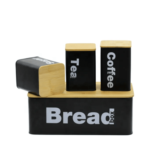 New Design Bread Bin with Three Canister Set | - Elegant Households KE