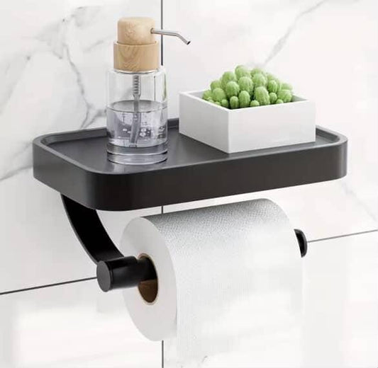 New Stainless Steel Toilet Paper Holder with Phone Shelf | - Elegant Households KE
