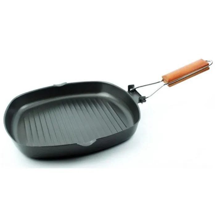 Non stick square steak pan with wooden handle | - Elegant Households KE