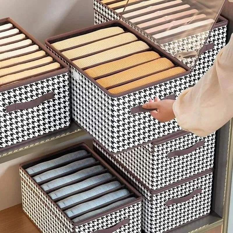 Non - Woven 7 Grid Wardrobe Clothes Organizer | - Elegant Households KE