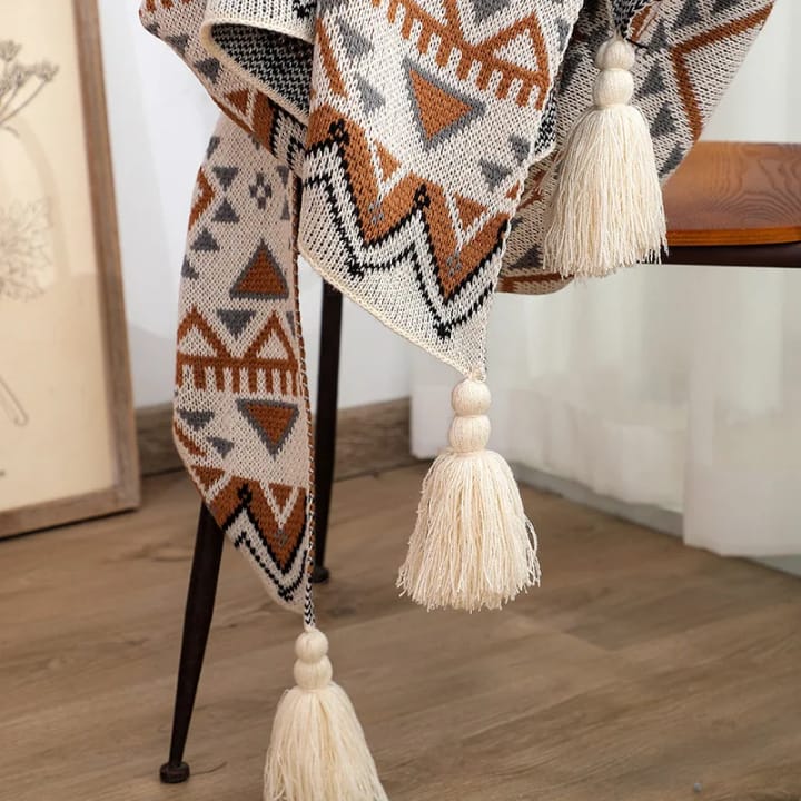 Nordic Bohemian knitted throw blankets with tassels | - Elegant Households KE