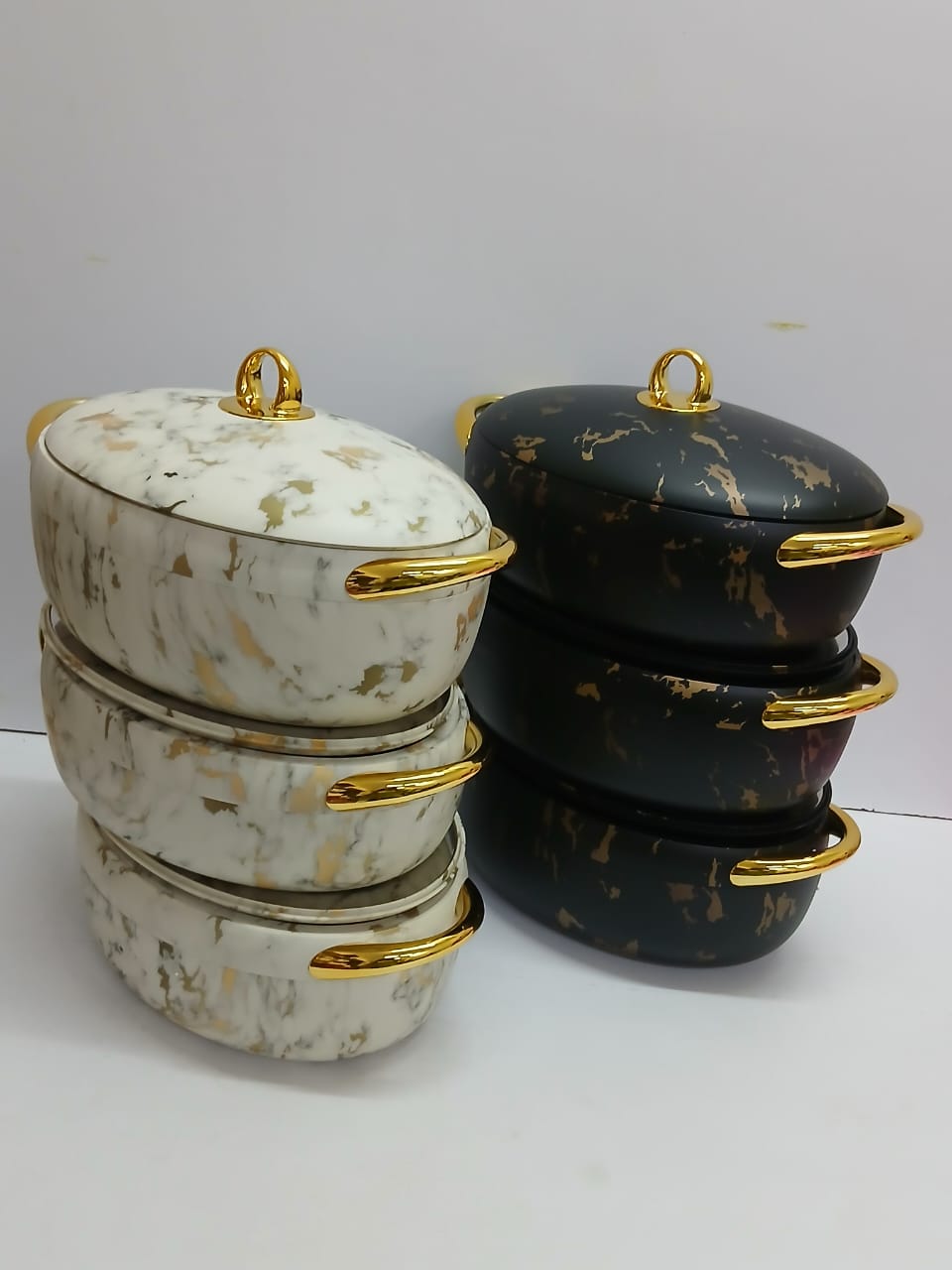 Nordic Insulated Hotpots Marble Effect – 3 - piece Food Warmer Set | - Elegant Households KE