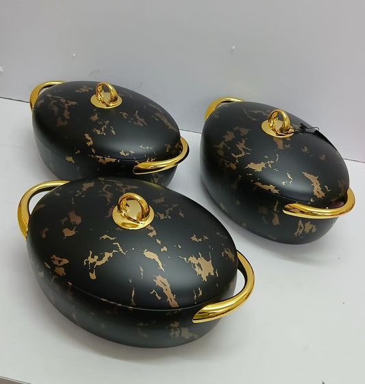 Nordic Insulated Hotpots Marble Effect – 3 - piece Food Warmer Set | - Elegant Households KE