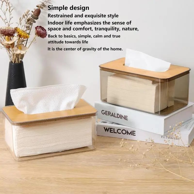 Nordic minimalist tissue box /Serviette holder with bamboo lid* | - Elegant Households KE
