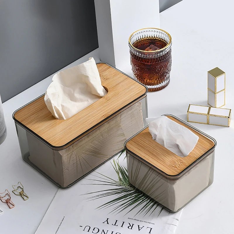 Nordic minimalist tissue box /Serviette holder with bamboo lid | - Elegant Households KE