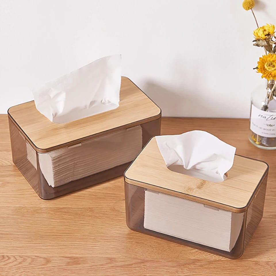Nordic minimalist tissue box /Serviette holder with bamboo lid* | - Elegant Households KE
