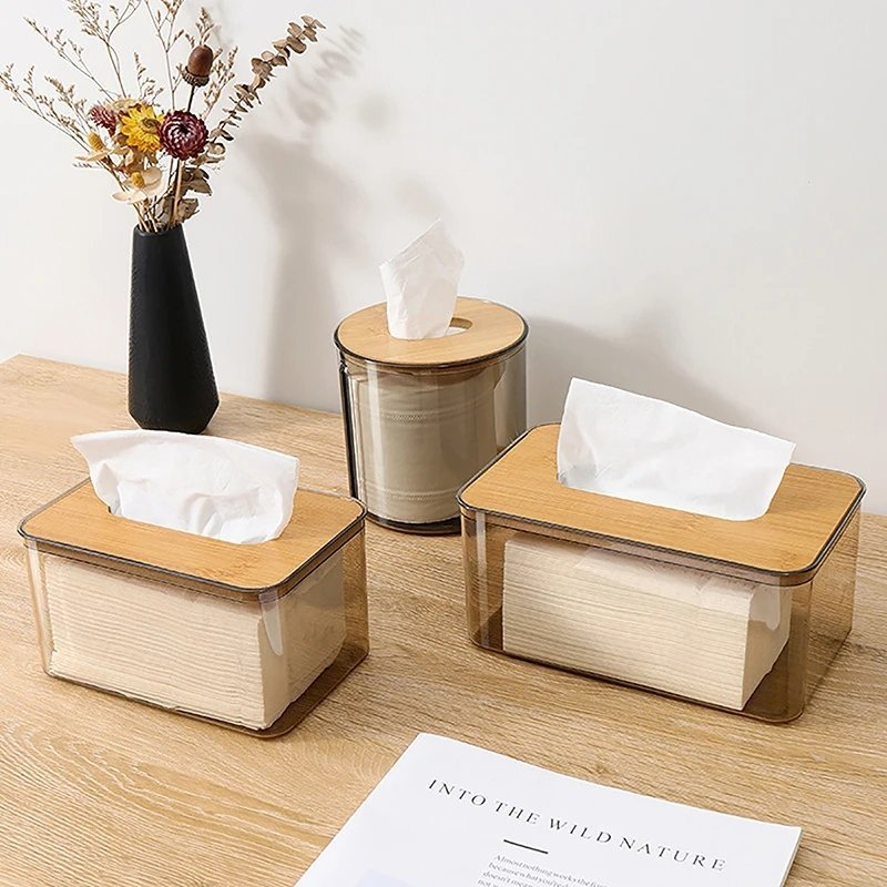 Nordic minimalist tissue box /Serviette holder with bamboo lid | - Elegant Households KE