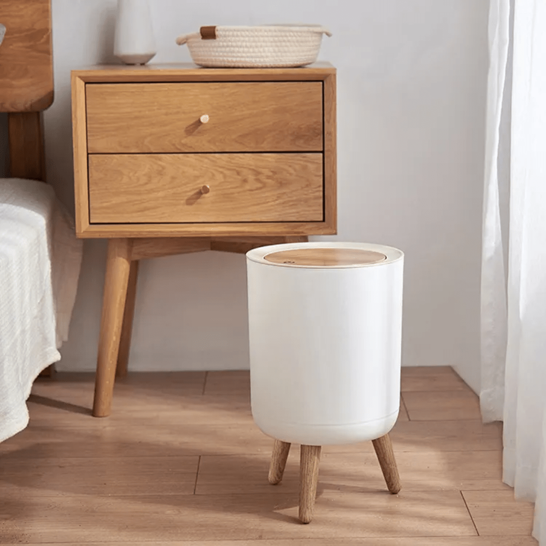 Nordic Style dustbin with Wood Grain Cover | - Elegant Households KE