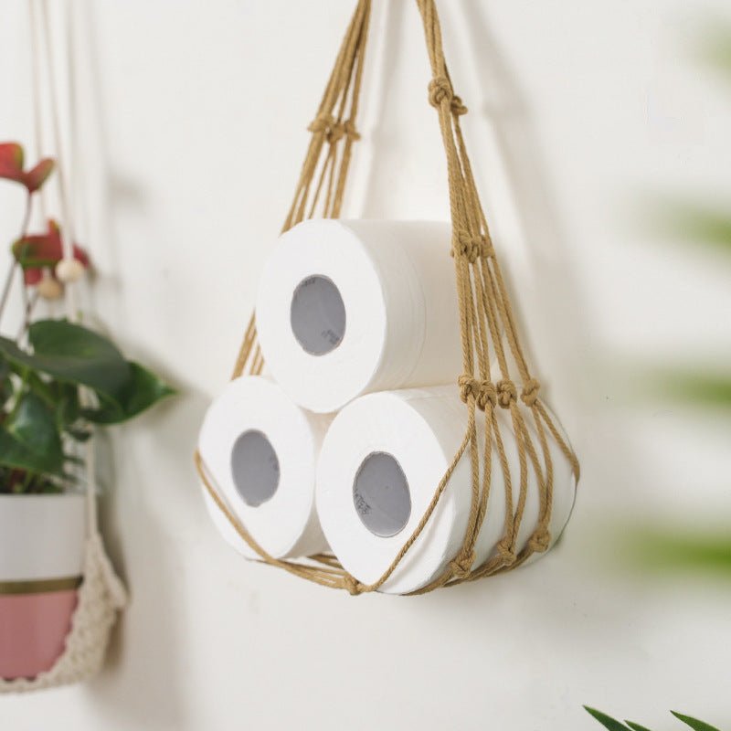 Nordic Style Hanging Cotton Rope Roll Paper Holder | - Elegant Households KE