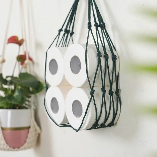 Nordic Style Hanging Cotton Rope Roll Paper Holder | - Elegant Households KE