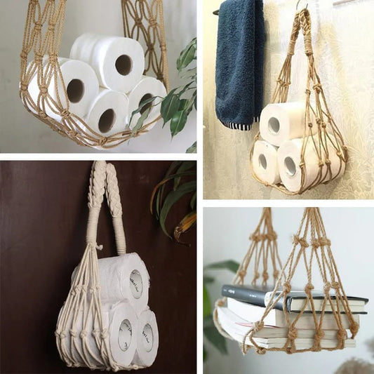 Nordic Style Hanging Cotton Rope Roll Paper Holder | - Elegant Households KE
