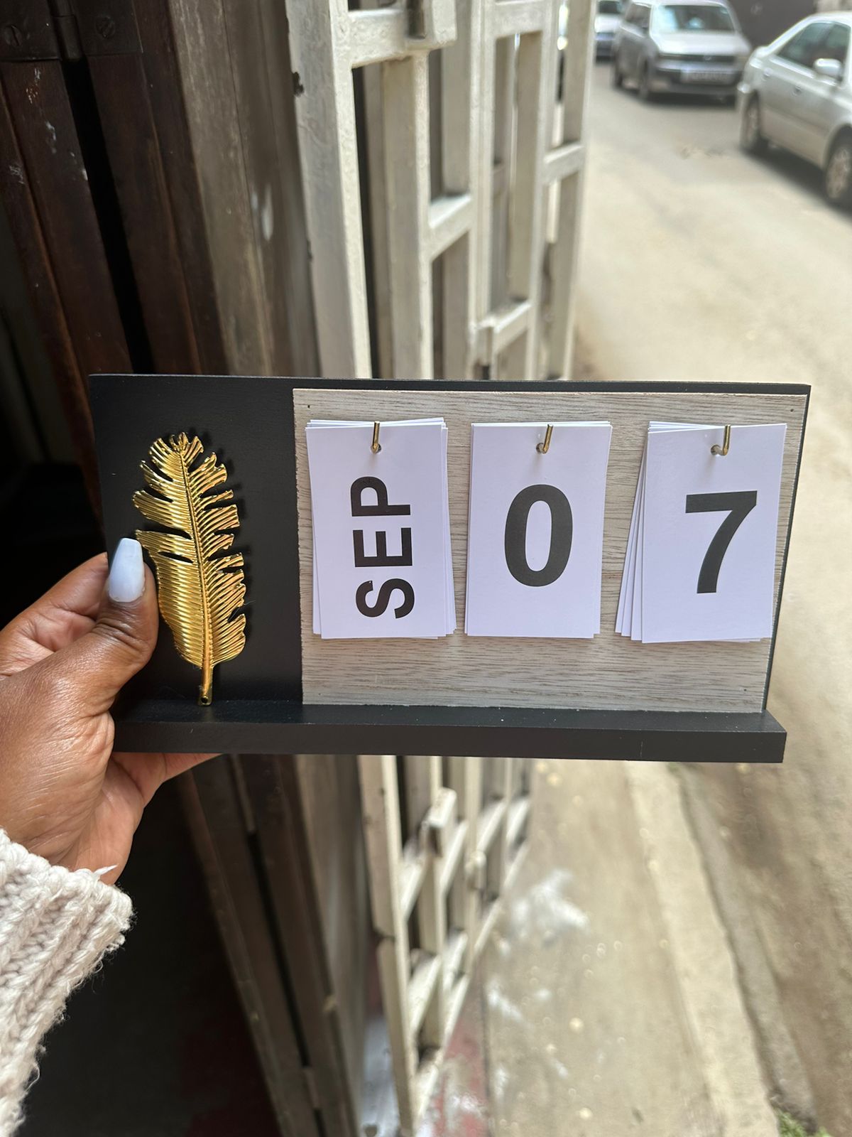 Nordic Style Wooden Perpetual Calendar Flip Month Date Display | - Elegant Households KE