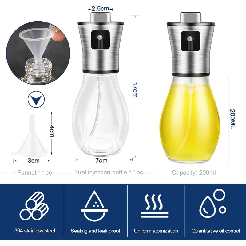Oil Bottle Spray - Reusable Stainless Steel Oil Spray Bottle for Cooking