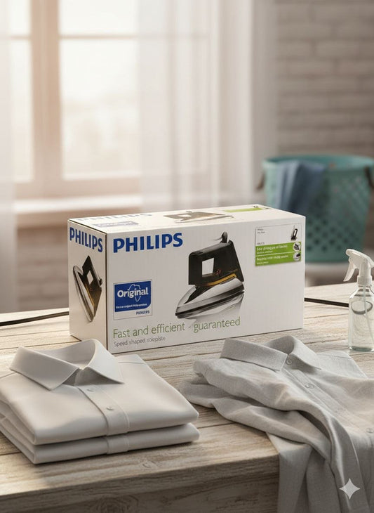Original Philips Dry Iron – Non - Stick Soleplate & Fast Heating | - Elegant Households KE