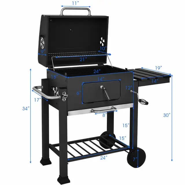 Outdoor Garden Barbecue Portable BBQ Grill Outdoor Large Charcoal Trolley Rectangular BBQ Barbecue Grill | - Elegant Households KE
