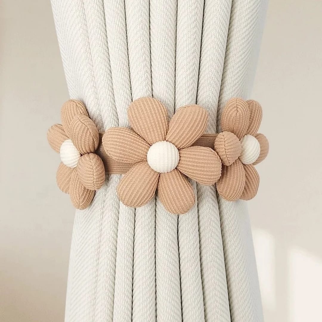 Pair Flower Curtain Tiebacks – Handwoven Decorative Drape Holders | - Elegant Households KE