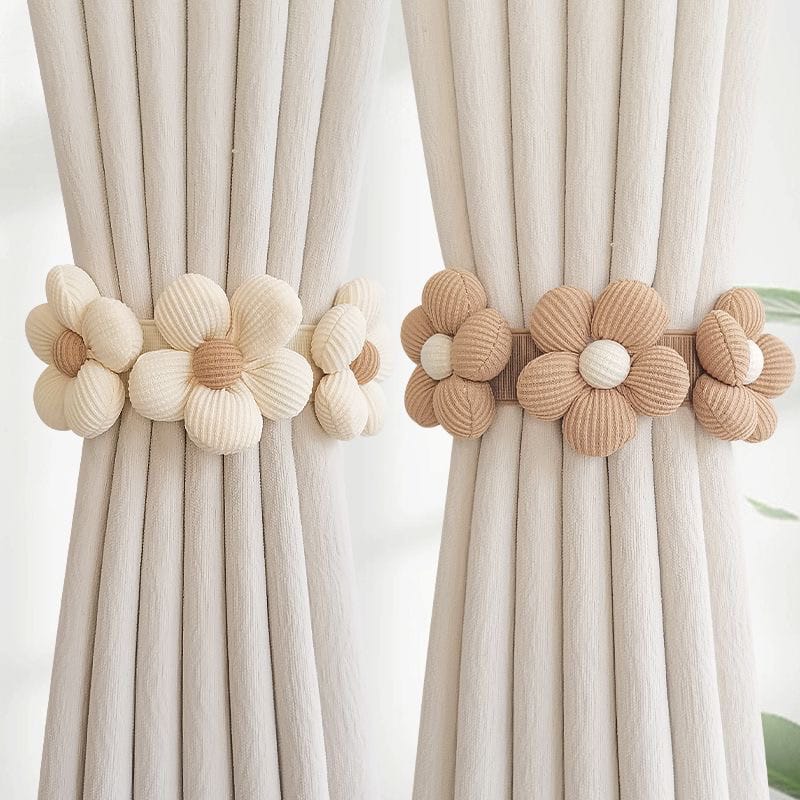 Pair Flower Curtain Tiebacks – Handwoven Decorative Drape Holders | - Elegant Households KE