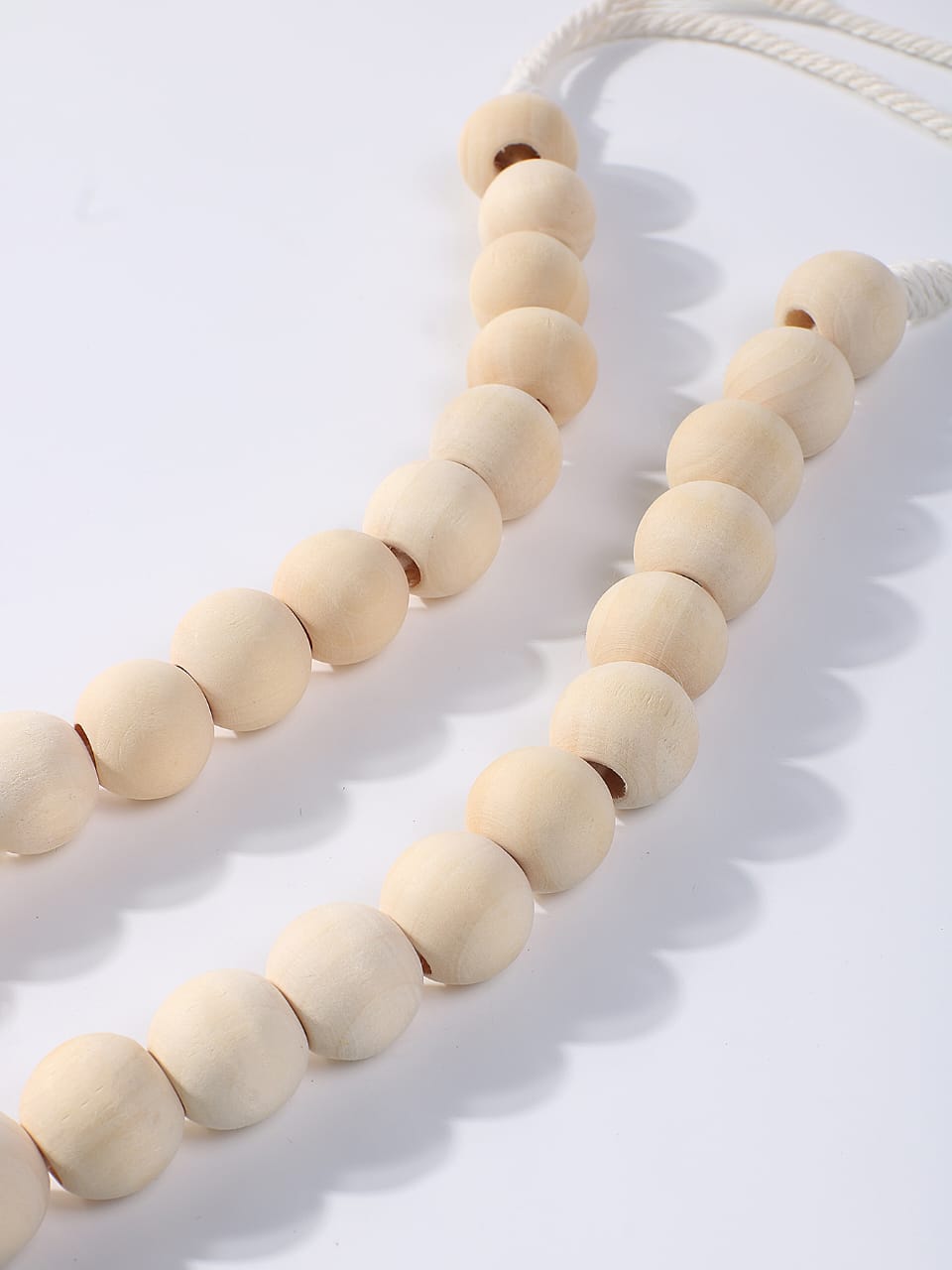 Pair of Macrame Curtain Tiebacks with Wooden Beads | - Elegant Households KE