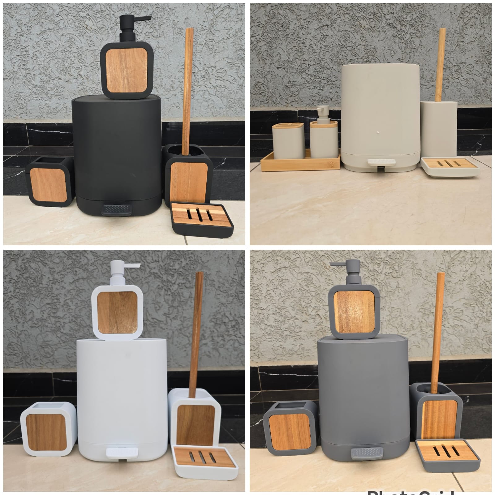 Plain 6pcs Bathroom Accessories set with Pedal | - Elegant Households KE