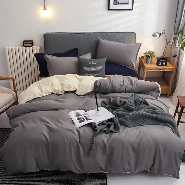Plain Double sided color Cotton Duvet covers | - Elegant Households KE
