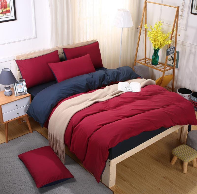 Plain Double sided color Cotton Duvet covers | - Elegant Households KE