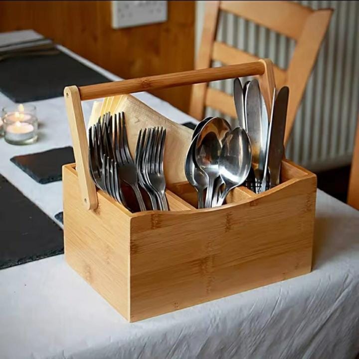 Portable countertop/kitchen cutlery organizer with handle. | - Elegant Households KE