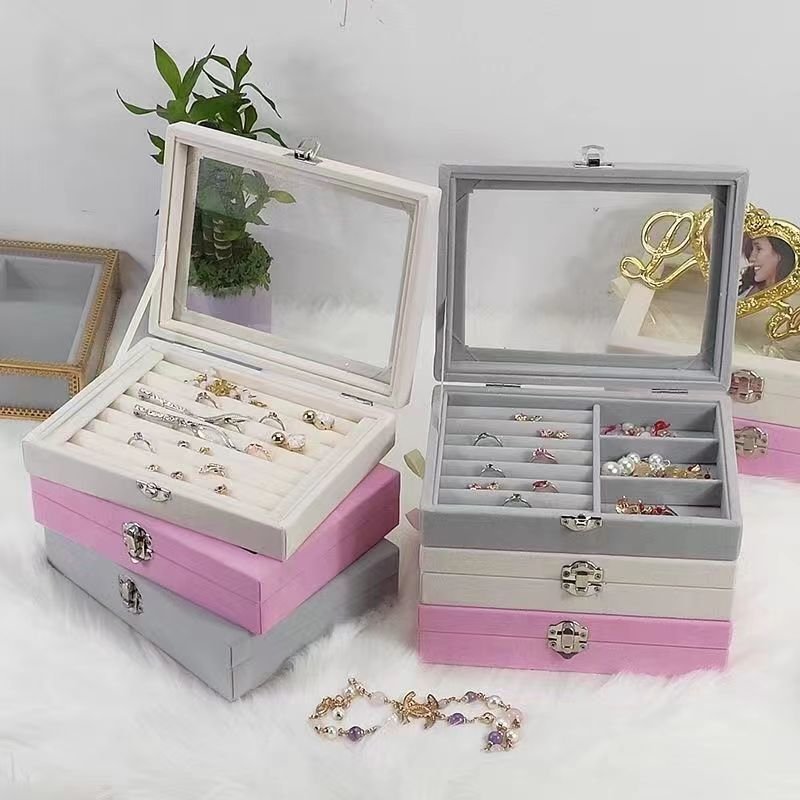 Portable Velvet - Jewelry Box Organizers Multifunctional /Earring Container Travel Jewelry Box | - Elegant Households KE