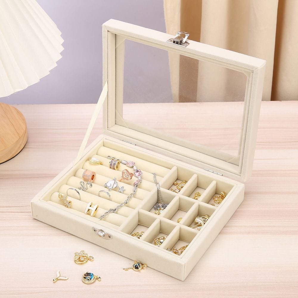 Portable Velvet - Jewelry Box Organizers Multifunctional /Earring Container Travel Jewelry Box | - Elegant Households KE