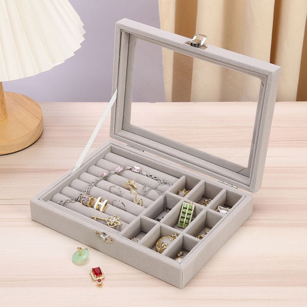 Portable Velvet - Jewelry Box Organizers Multifunctional /Earring Container Travel Jewelry Box | - Elegant Households KE