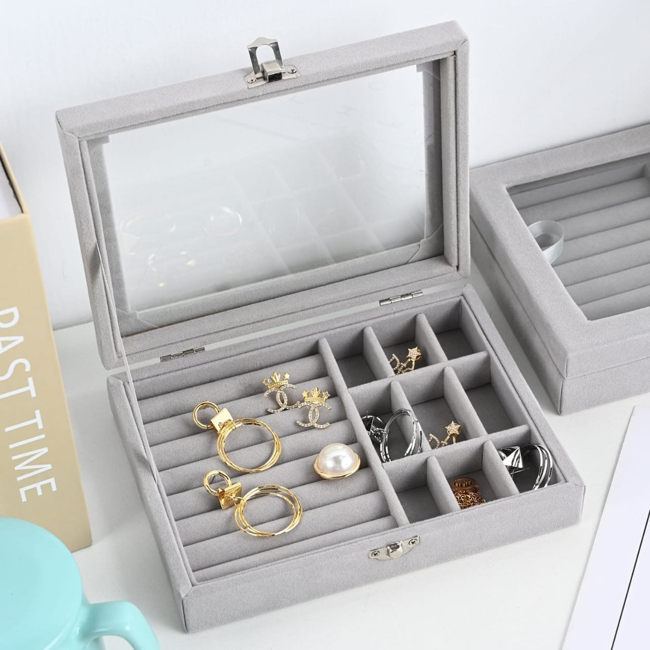 Portable Velvet - Jewelry Box Organizers Multifunctional /Earring Container Travel Jewelry Box | - Elegant Households KE