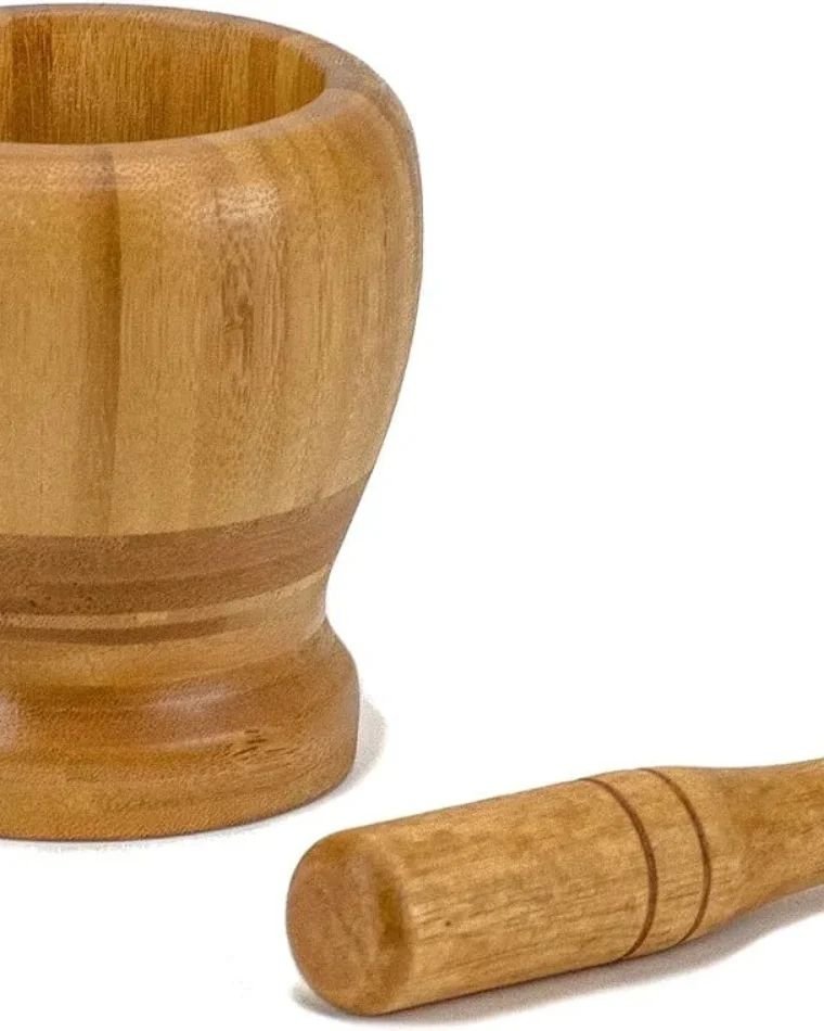 Premium Bamboo Mortar and Pestle Set | - Elegant Households KE