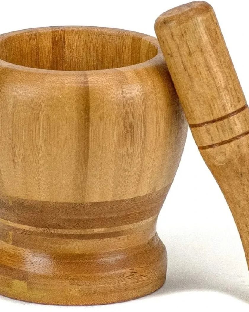 Premium Bamboo Mortar and Pestle Set | - Elegant Households KE