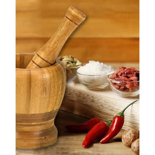 Premium Bamboo Mortar and Pestle Set | - Elegant Households KE