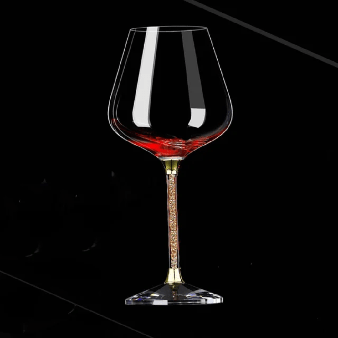 Premium Burgundy Crystal Wine Glasses – Long Stem Diamond Goblet | - Elegant Households KE