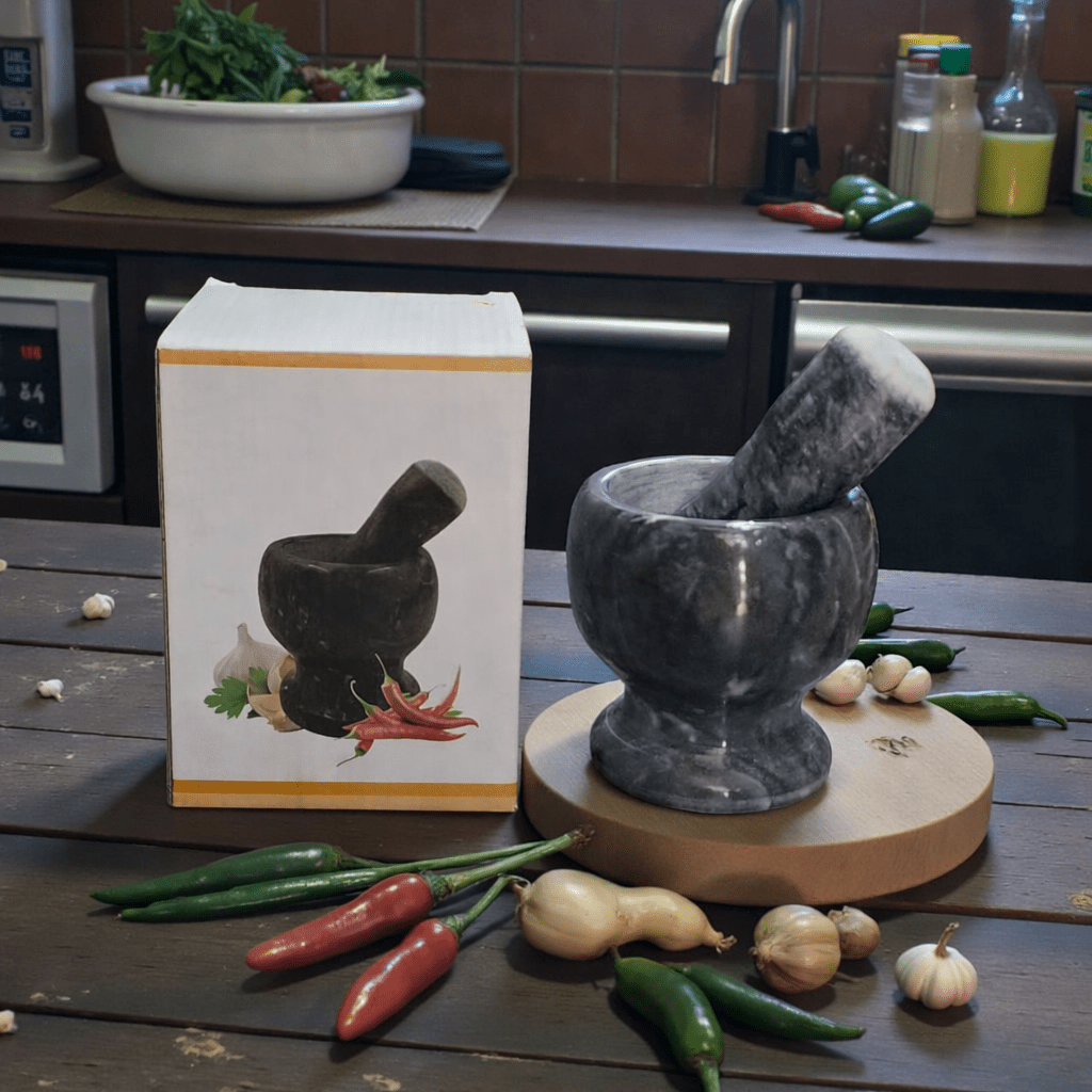 Premium Marble Mortar & Pestle – Heavy Duty Crusher | - Elegant Households KE