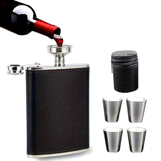 Premium Stainless Steel Flask Gift Set with 4 Tumblers | - Elegant Households KE