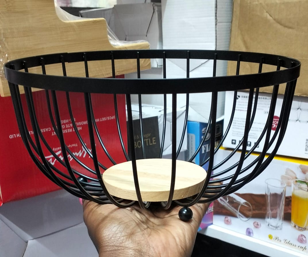 Quality Heavy Fruit Basket with Bamboo – Stylish Kitchen Organizer