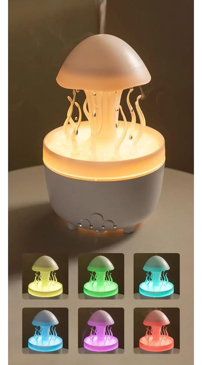 Raindrop Aromatherapy Jellyfish Rotating Air Humidifier | LED Cool Mist Diffuser. | - Elegant Households KE