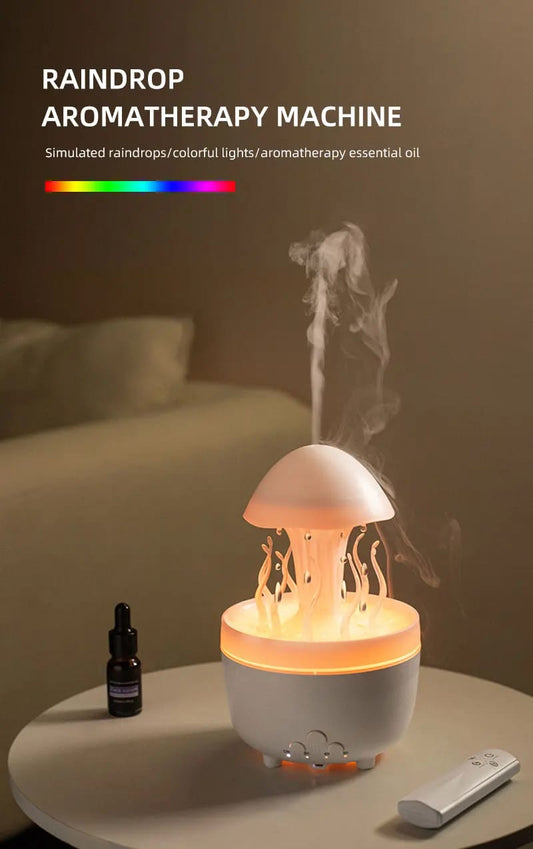 Raindrop Aromatherapy Jellyfish Rotating Air Humidifier | LED Cool Mist Diffuser. | - Elegant Households KE